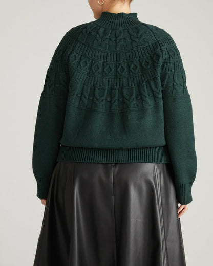 Safiya Cable Knit Sweater - Forest Green | Universal Standard