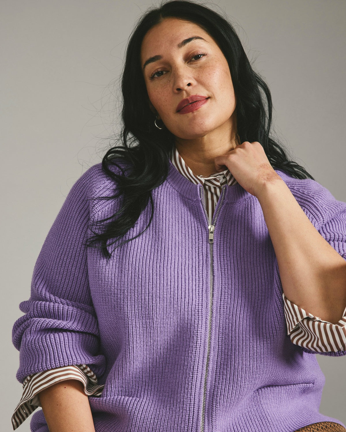 Better-Than-Wool Zip Cardigan - Purple Posey | Universal Standard