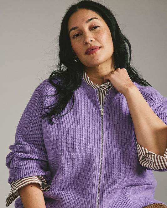 Better-Than-Wool Zip Cardigan - Purple Posey | Universal Standard