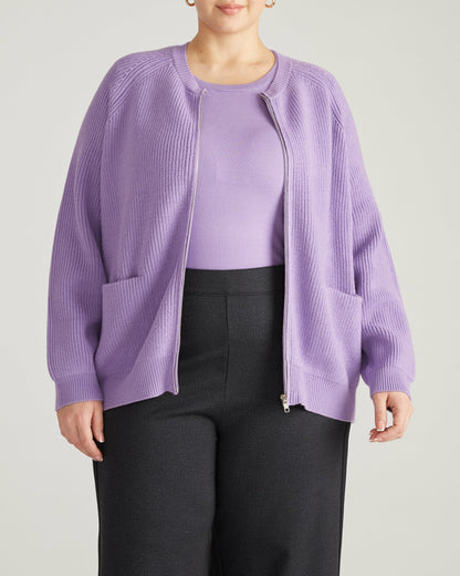 Better-Than-Wool Zip Cardigan - Purple Posey | Universal Standard