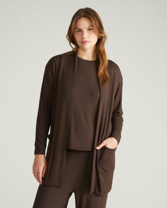 TravelKnit Minimalist Cardigan - Espresso | Universal Standard