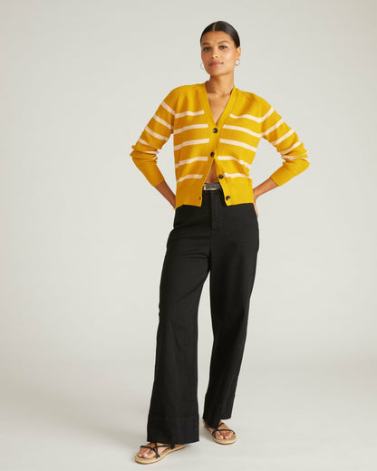 Better-Than-Wool Cardigan - Mustard/Pink Sand Stripe | Universal Standard