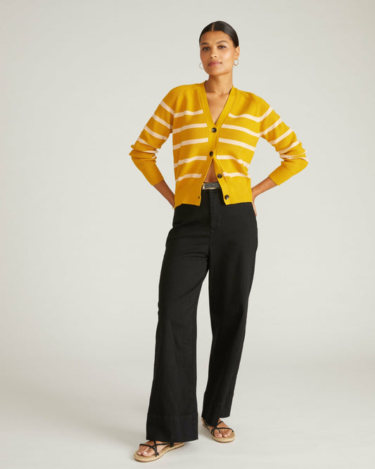 Better-Than-Wool Cardigan - Mustard/Pink Sand Stripe | Universal Standard