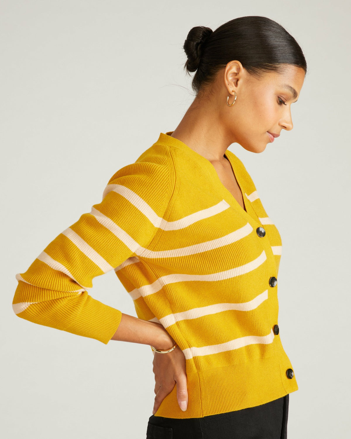 Better-Than-Wool Cardigan - Mustard/Pink Sand Stripe | Universal Standard