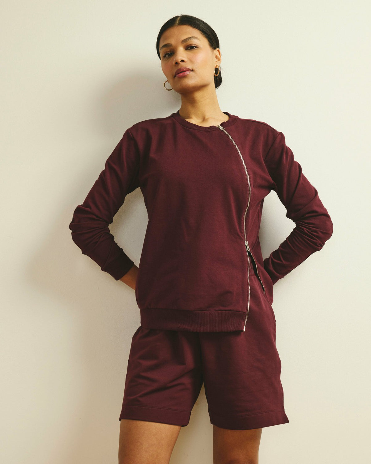 Meridien Zip Sweatshirt - Black Cherry | Universal Standard