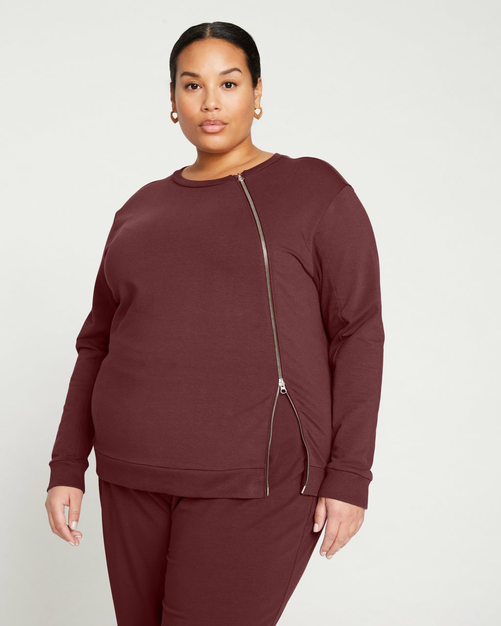 Meridien Zip Sweatshirt - Black Cherry | Universal Standard