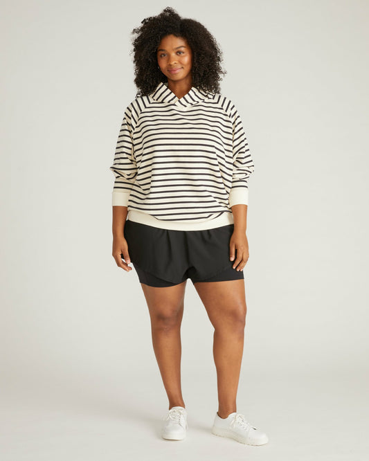 French Terry Pullover Hoodie - Ecru/Black Stripe | Universal Standard
