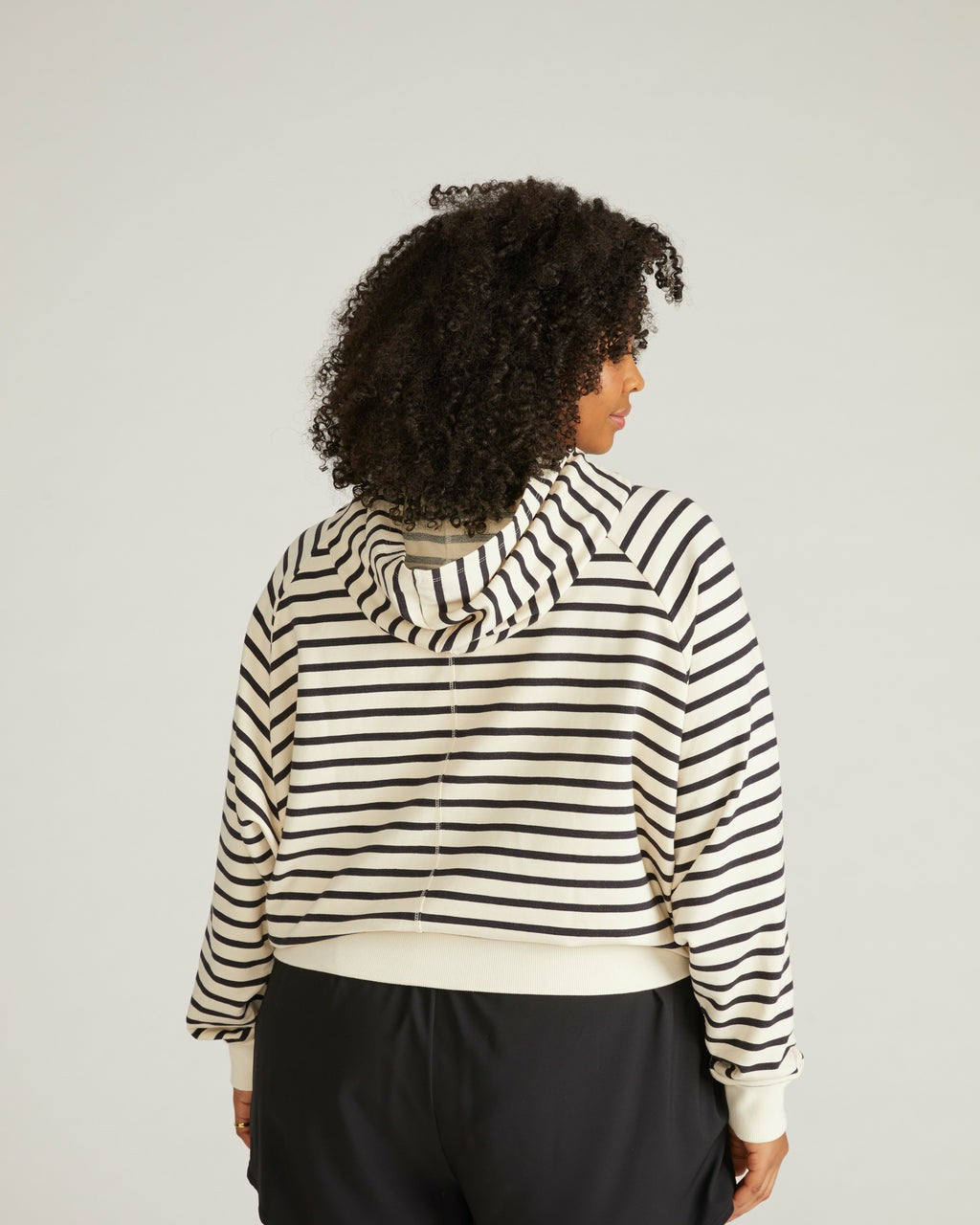 French Terry Pullover Hoodie - Ecru/Black Stripe | Universal Standard