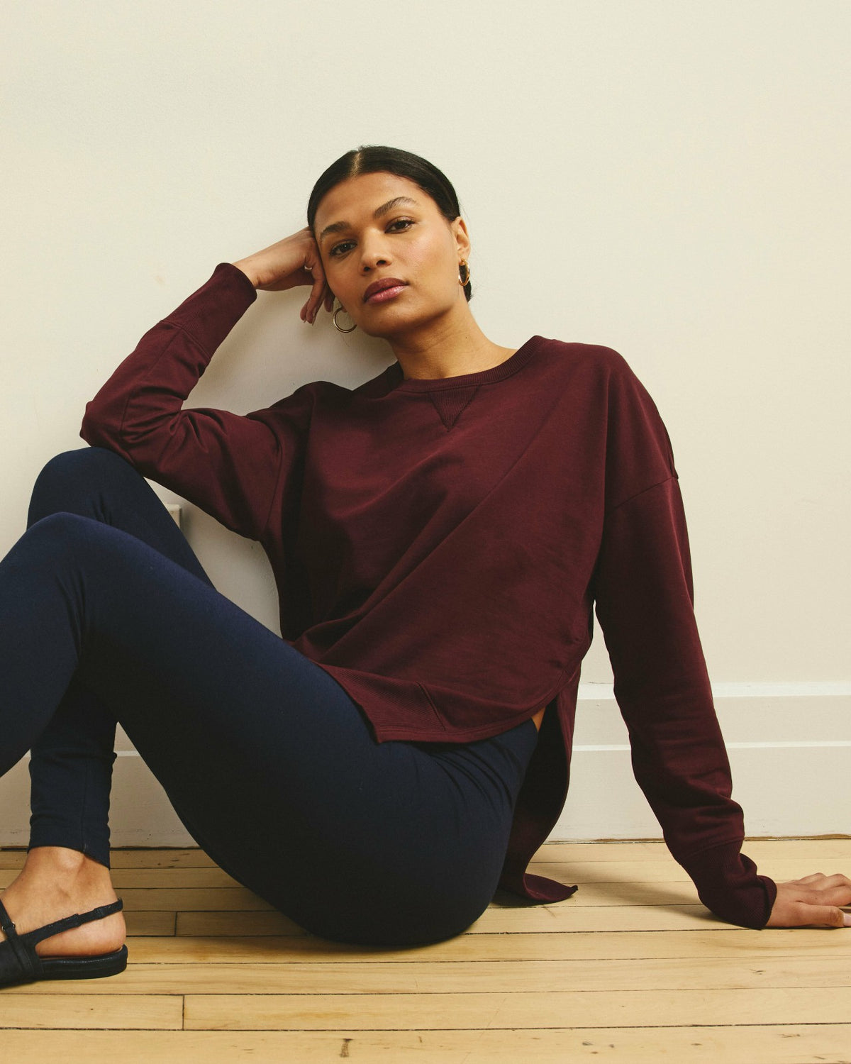 Fiona Side Slit Sweatshirt - Black Cherry | Universal Standard