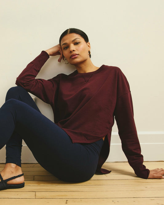 Fiona Side Slit Sweatshirt - Black Cherry | Universal Standard