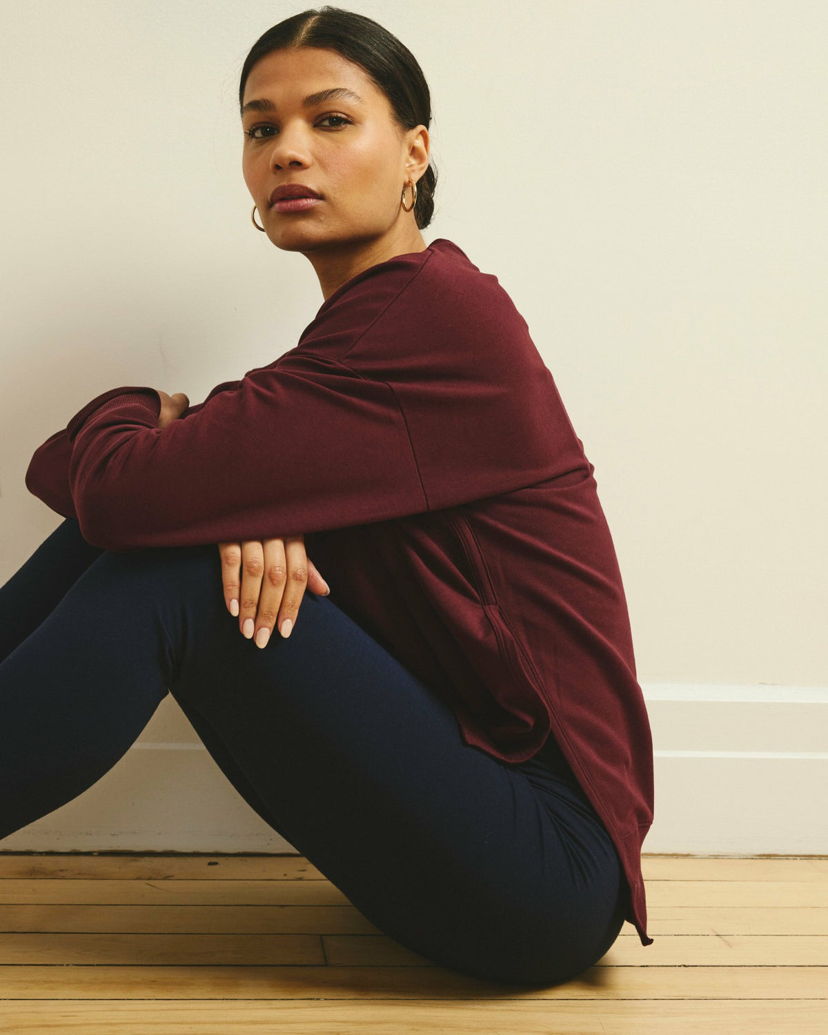 Fiona Side Slit Sweatshirt - Black Cherry | Universal Standard