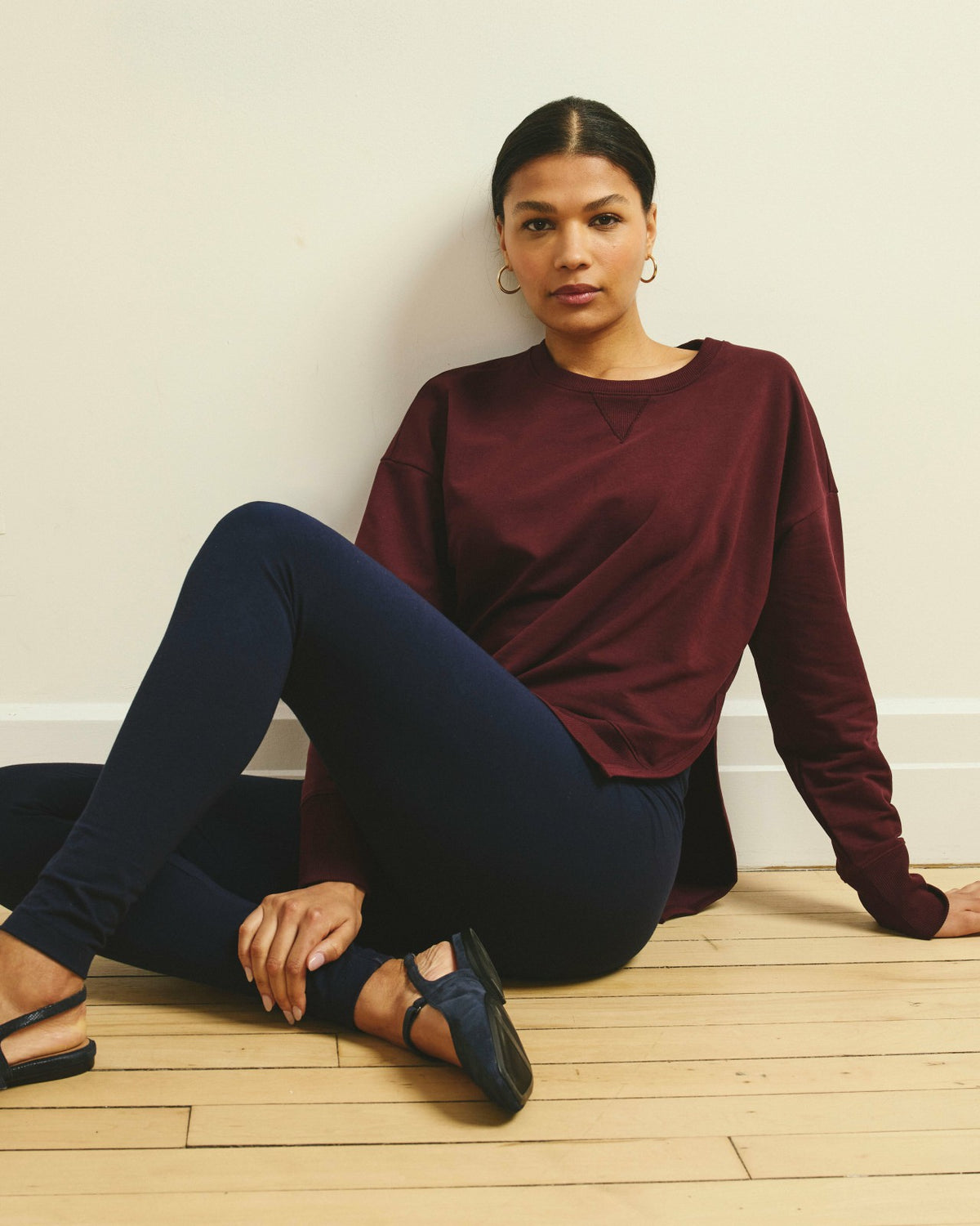 Fiona Side Slit Sweatshirt - Black Cherry | Universal Standard