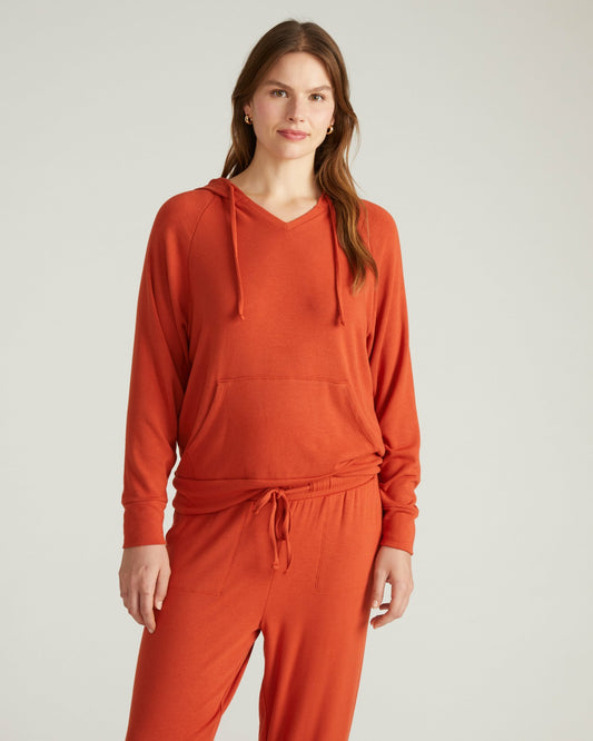 TravelKnit V Neck Hoodie - Warm Russet | Universal Standard