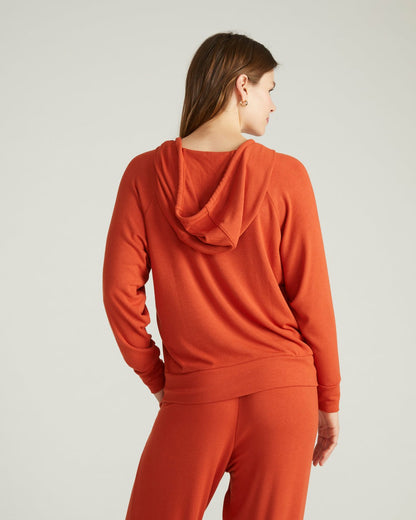 TravelKnit V Neck Hoodie - Warm Russet | Universal Standard