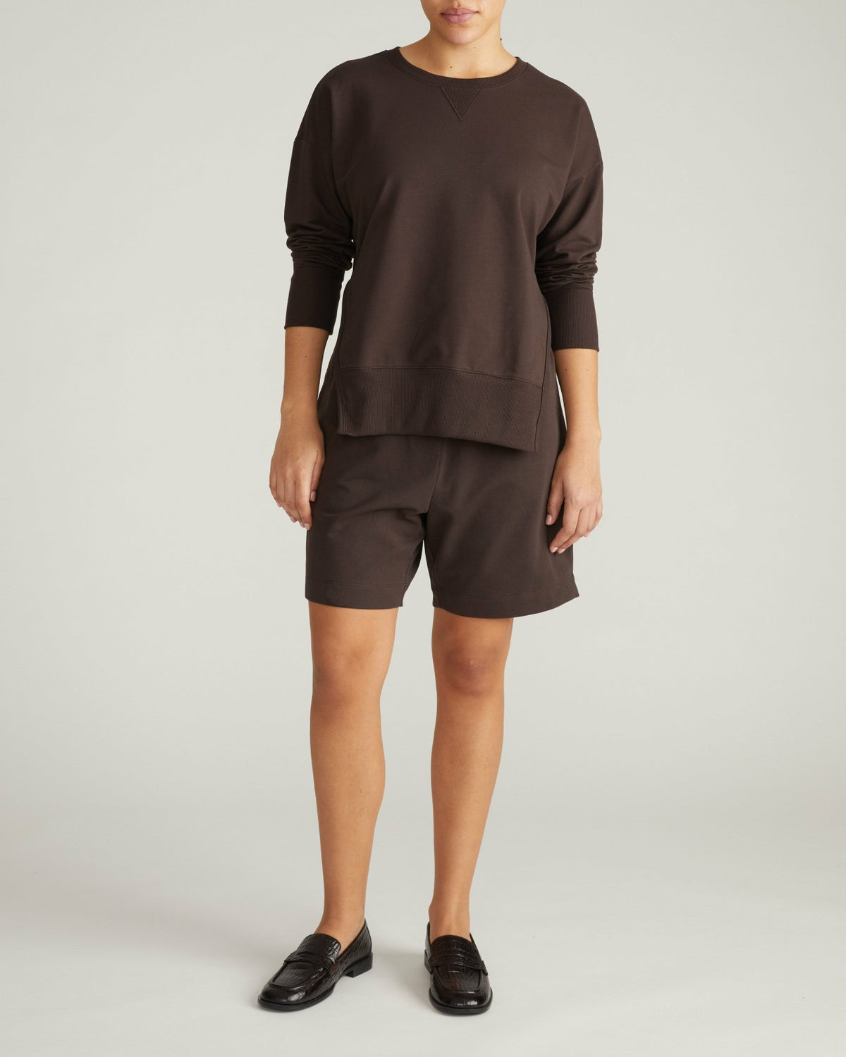 Fiona Side Slit Sweatshirt - Deep Brown | Universal Standard