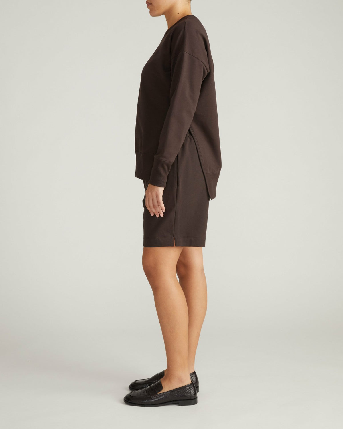 Fiona Side Slit Sweatshirt - Deep Brown | Universal Standard