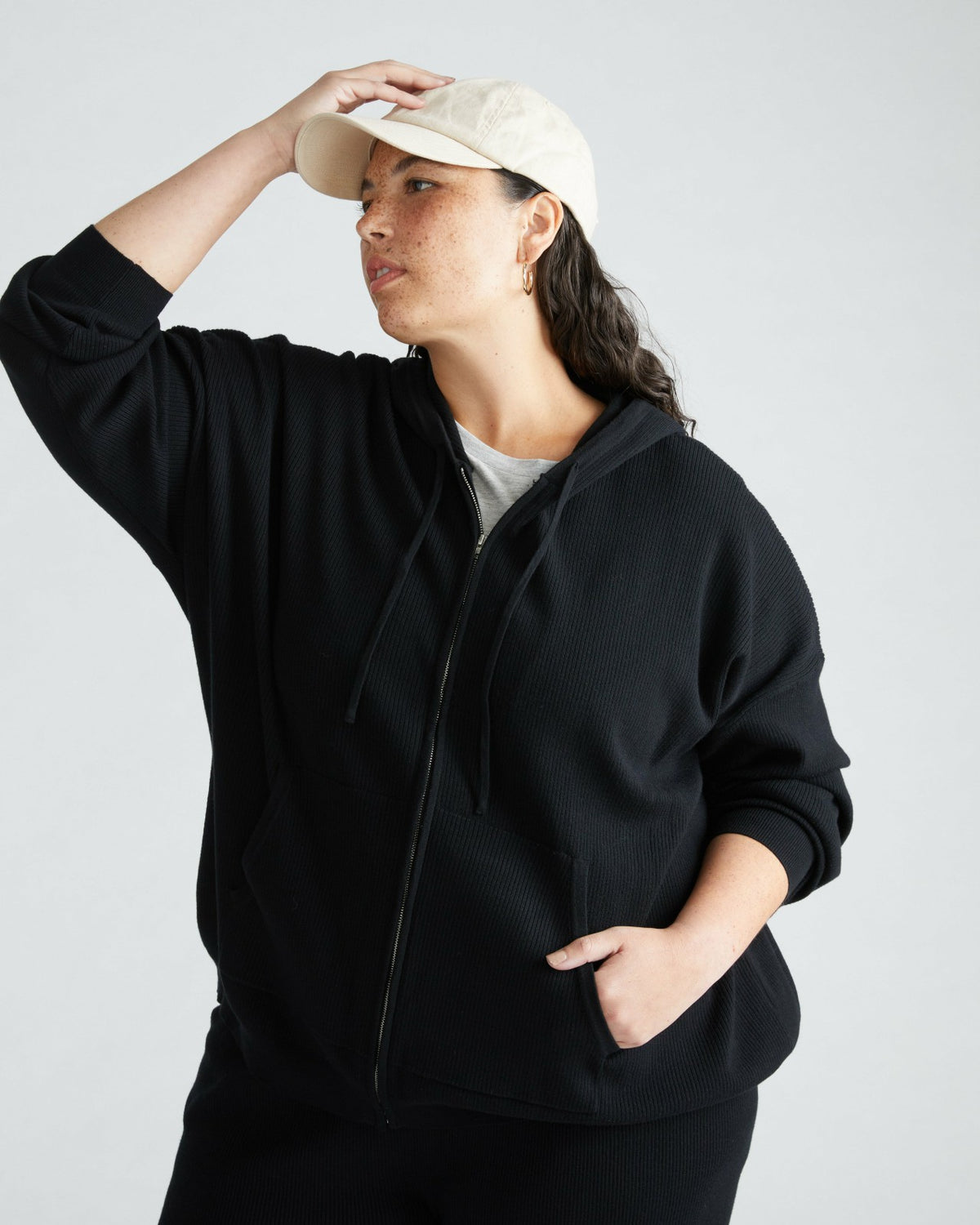 Knitted Mila Zip Hoodie - Black | Universal Standard