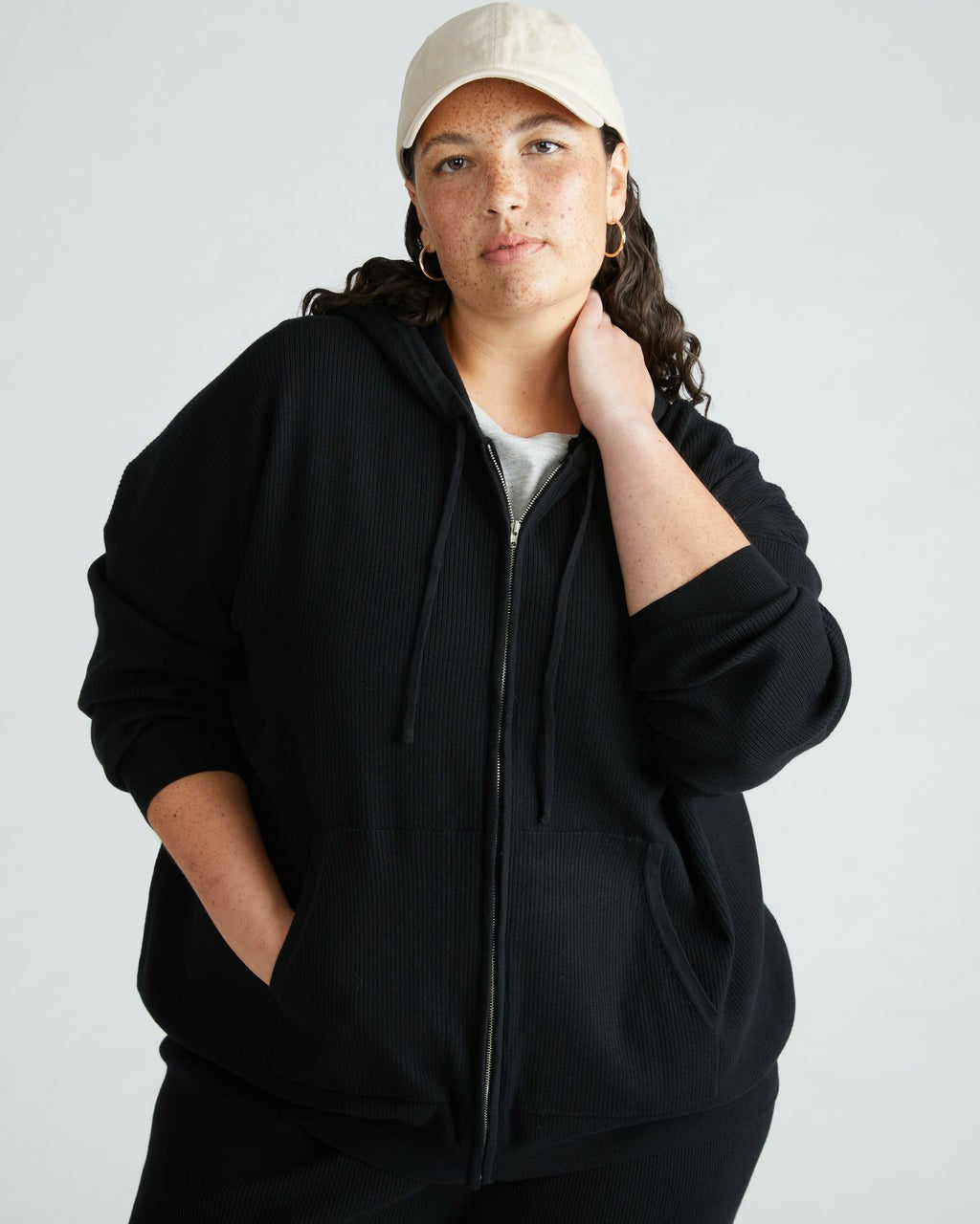 Knitted Mila Zip Hoodie - Black | Universal Standard