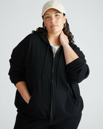 Knitted Mila Zip Hoodie - Black | Universal Standard