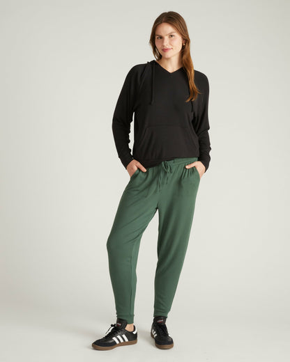 TravelKnit V Neck Hoodie - Black | Universal Standard