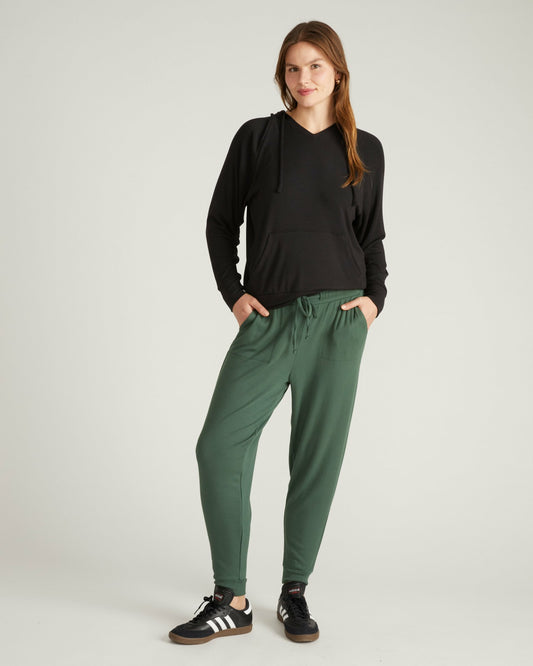 TravelKnit V Neck Hoodie - Black | Universal Standard