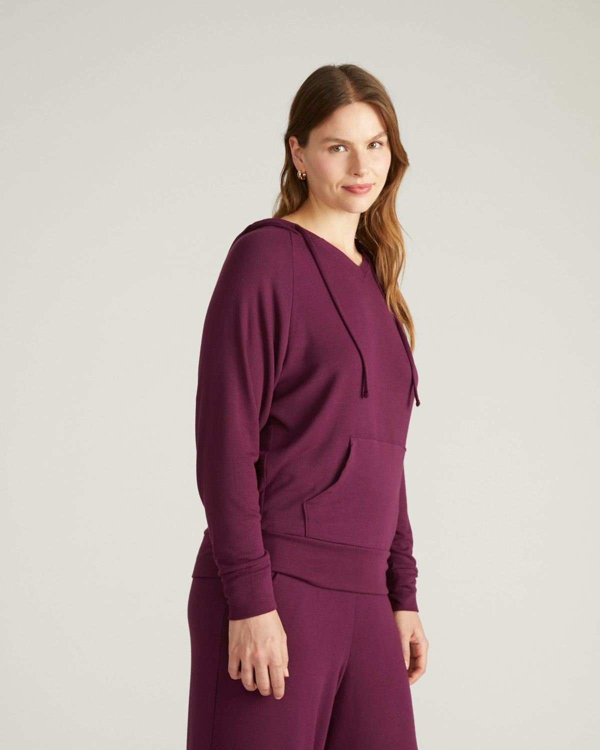 TravelKnit V Neck Hoodie - Gamay | Universal Standard