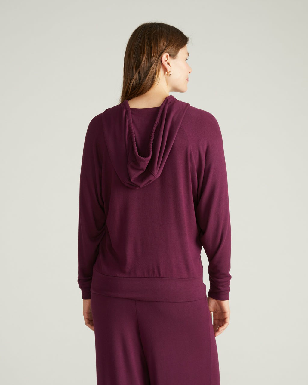 TravelKnit V Neck Hoodie - Gamay | Universal Standard