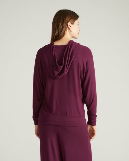 TravelKnit V Neck Hoodie - Gamay | Universal Standard