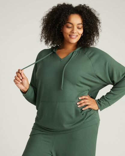 TravelKnit V Neck Hoodie - Conifer | Universal Standard