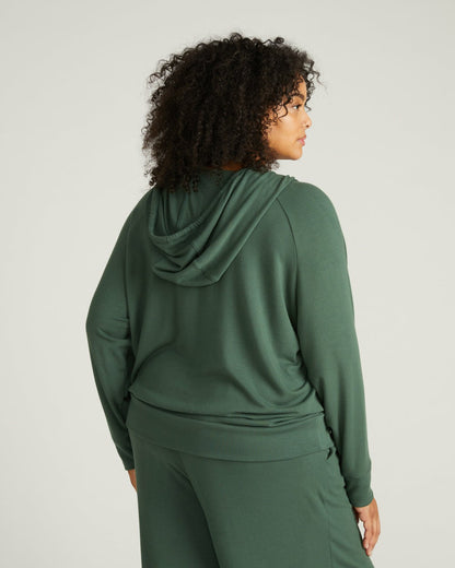 TravelKnit V Neck Hoodie - Conifer | Universal Standard