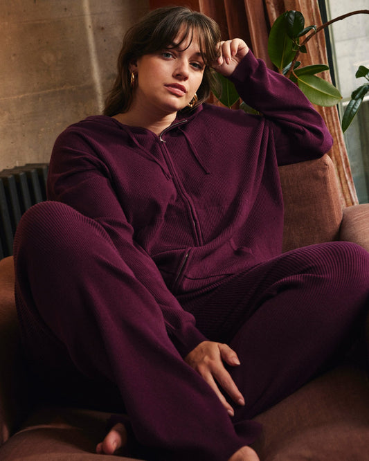 Knitted Mila Zip Hoodie - Acai | Universal Standard