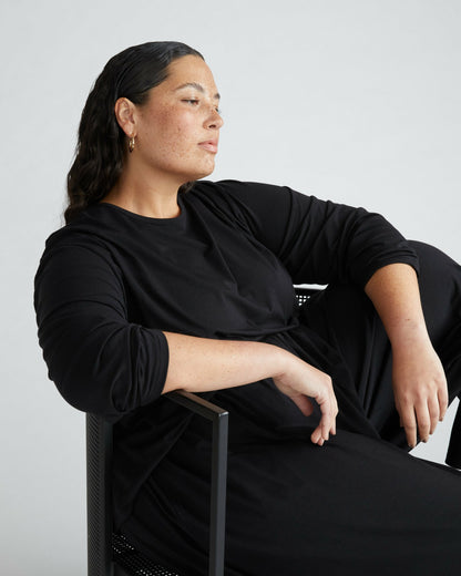 Pina Long Sleeve Lounge Tee - Black | Universal Standard