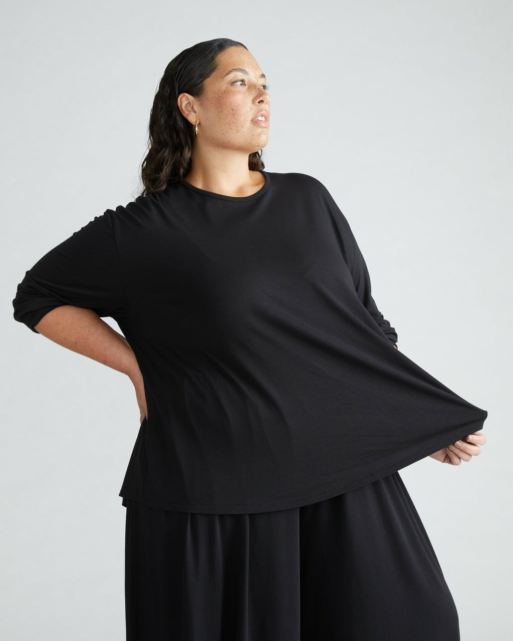 Pina Long Sleeve Lounge Tee - Black | Universal Standard