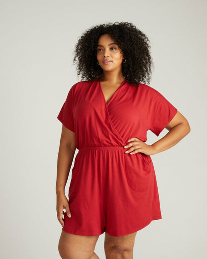 Nora Cross Front Romper - Raspberry | Universal Standard