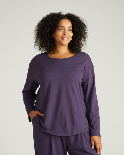 Pina Long Sleeve Lounge Tee - Anthracite | Universal Standard
