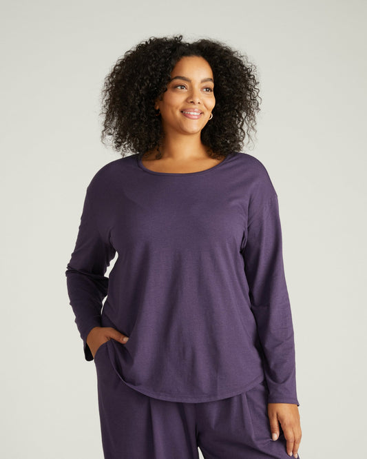 Pina Long Sleeve Lounge Tee - Anthracite | Universal Standard