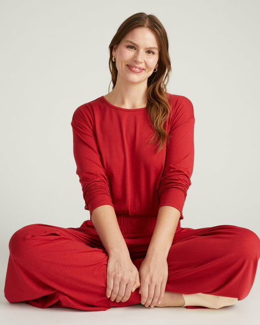 Pina Long Sleeve Lounge Tee - Raspberry | Universal Standard