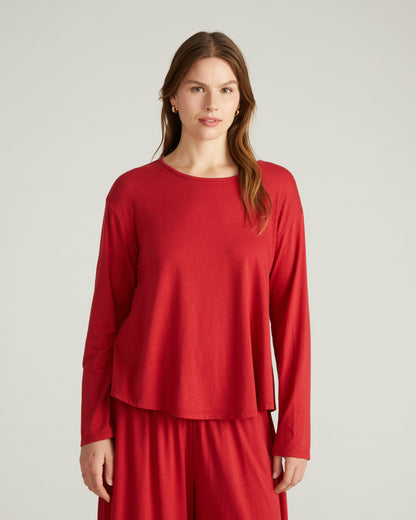 Pina Long Sleeve Lounge Tee - Raspberry | Universal Standard