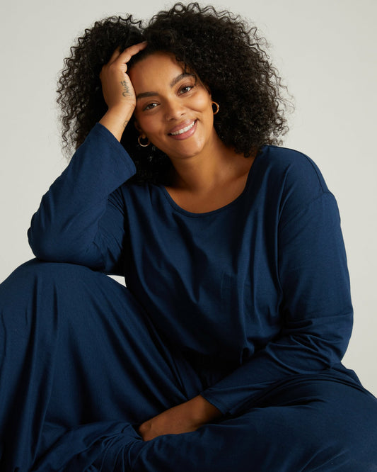 Pina Long Sleeve Lounge Tee - Pageant Blue | Universal Standard