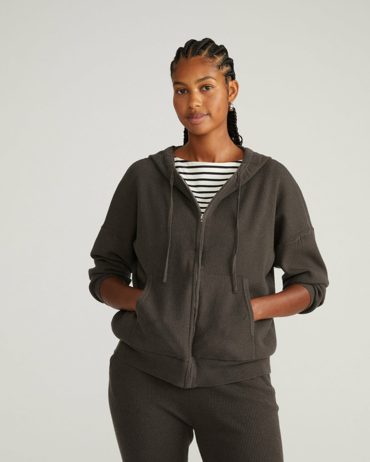 Knitted Mila Zip Hoodie - Graphite | Universal Standard