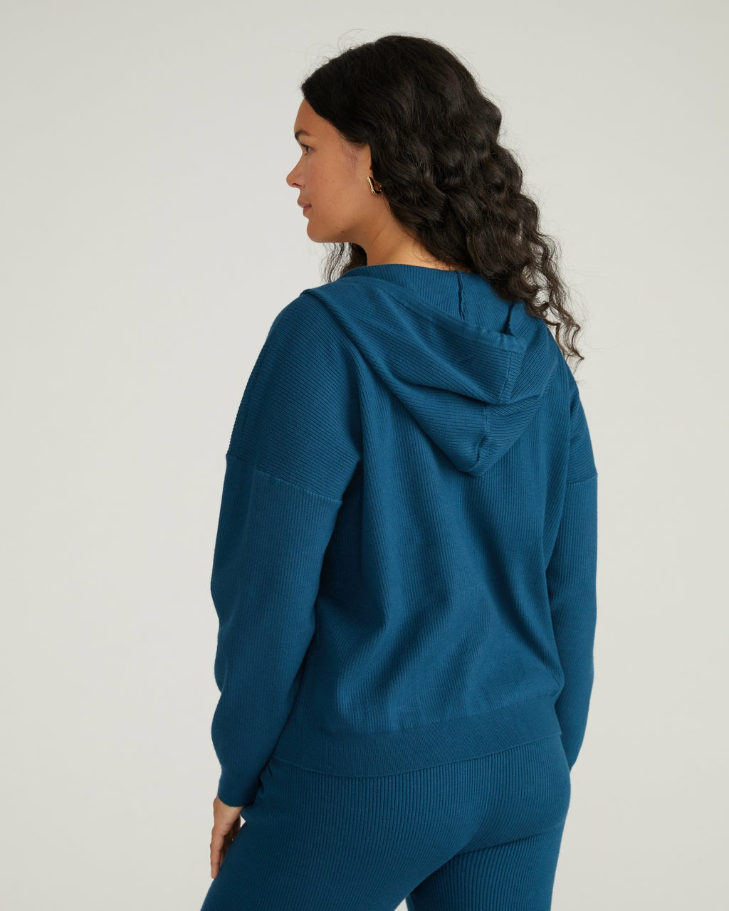 Knitted Mila Zip Hoodie - Deep Teal | Universal Standard