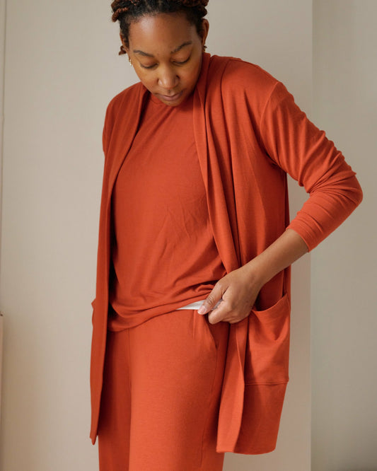 TravelKnit Minimalist Cardigan - Warm Russet | Universal Standard