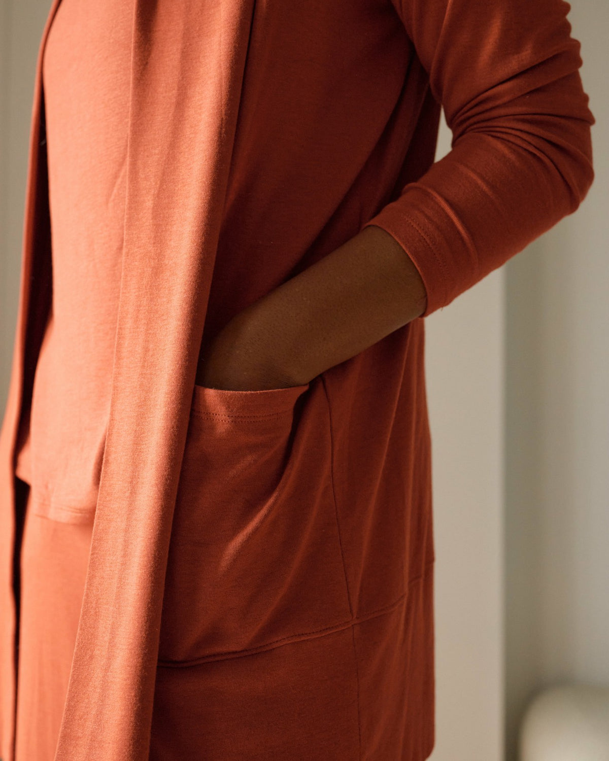 TravelKnit Minimalist Cardigan - Warm Russet | Universal Standard