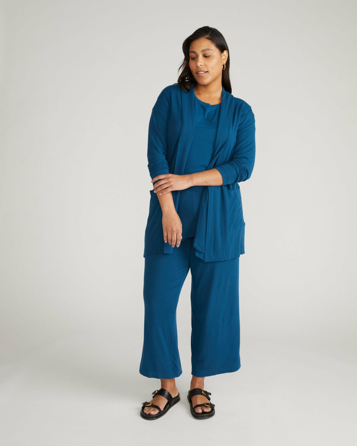 TravelKnit Minimalist Cardigan - Blue Teal | Universal Standard