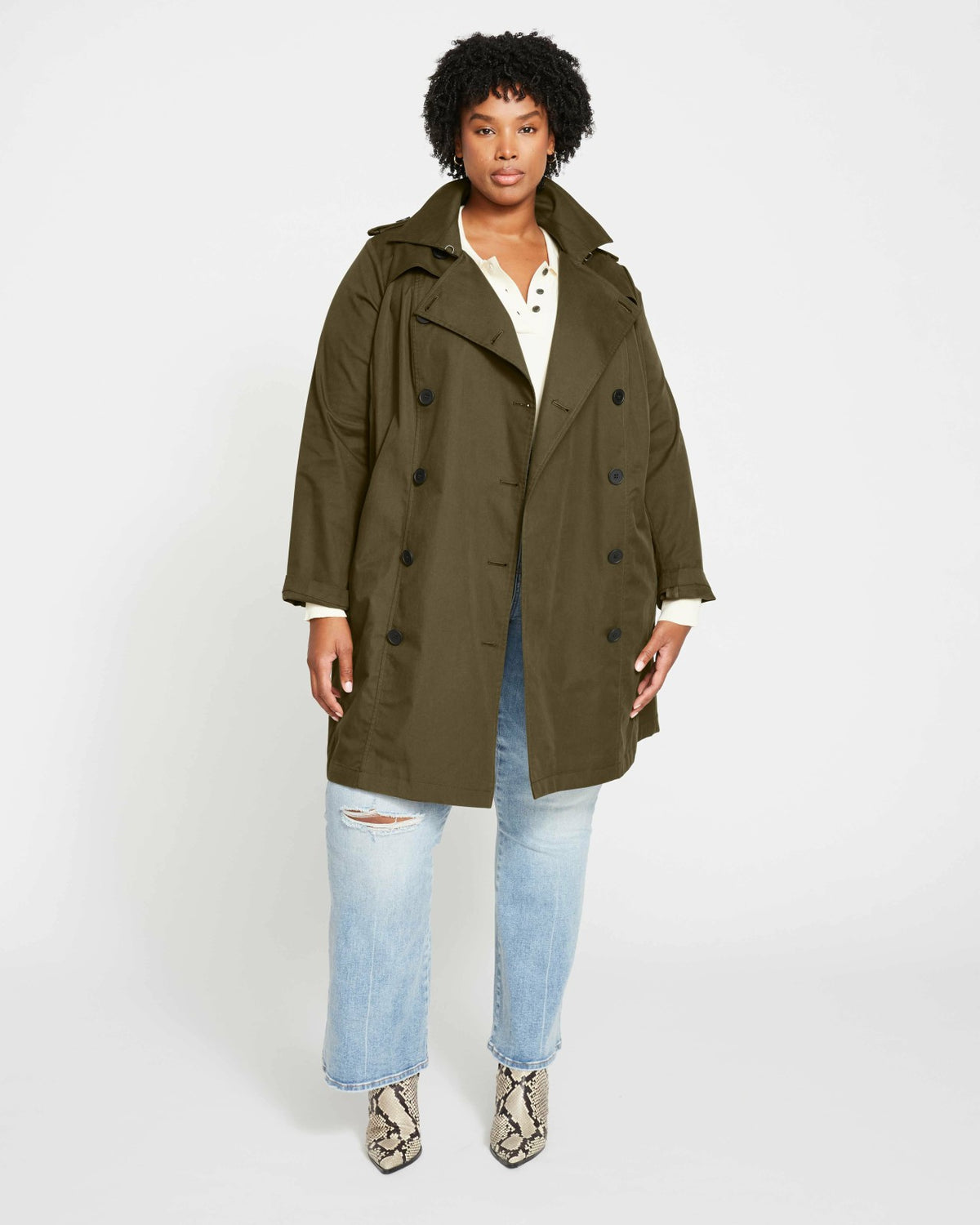 Derjon Trench Coat - Camo | Universal Standard