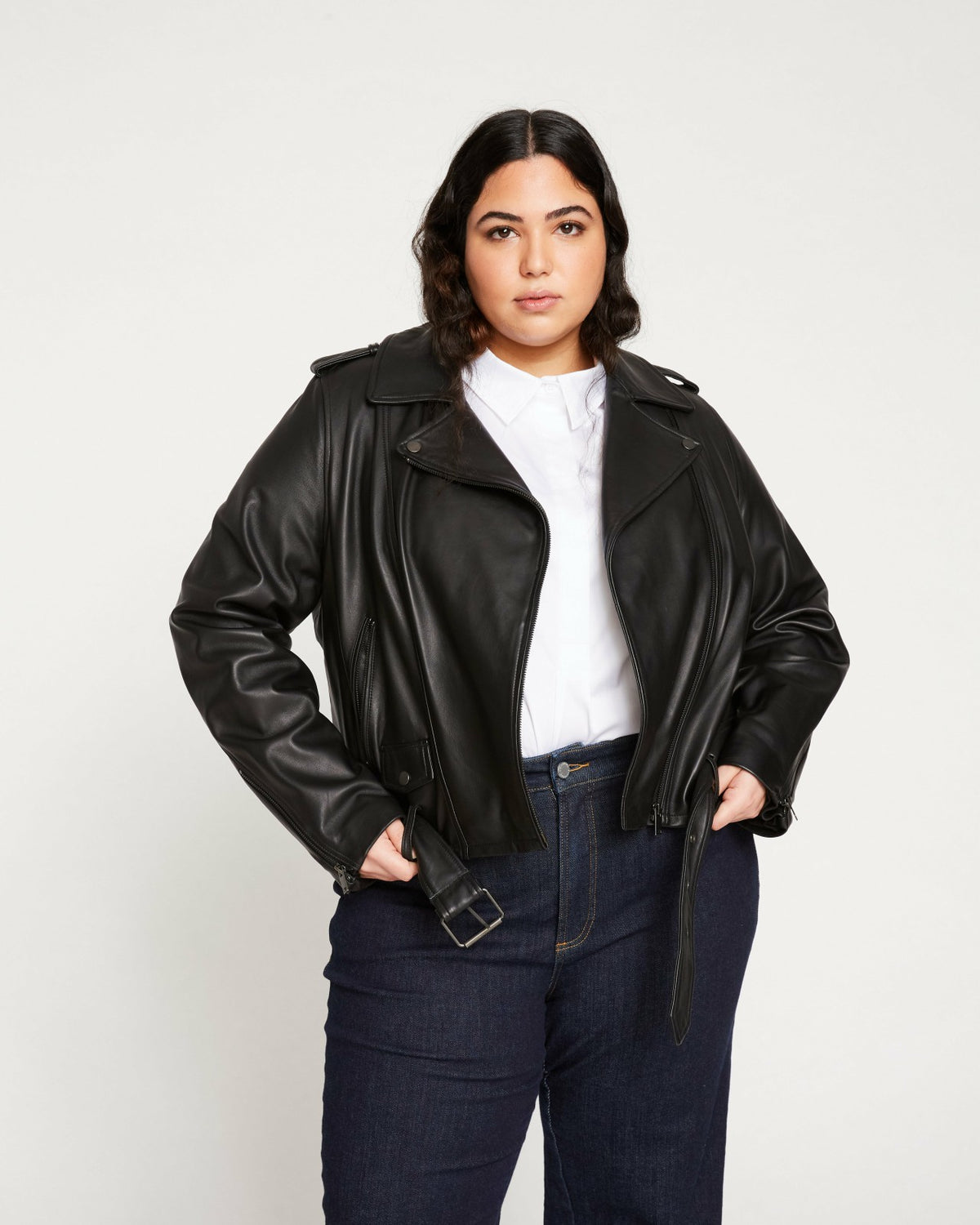 Leeron Leather Moto Jacket - Black | Universal Standard