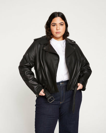 Leeron Leather Moto Jacket - Black | Universal Standard