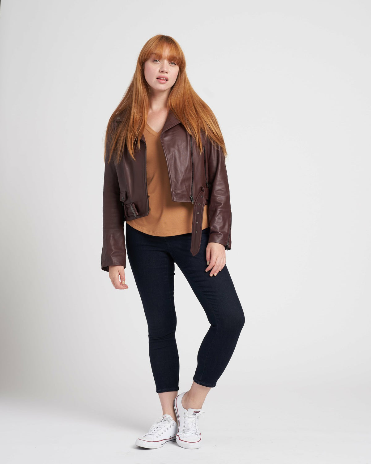 Leeron Leather Moto Jacket - Chili Chocolate | Universal Standard