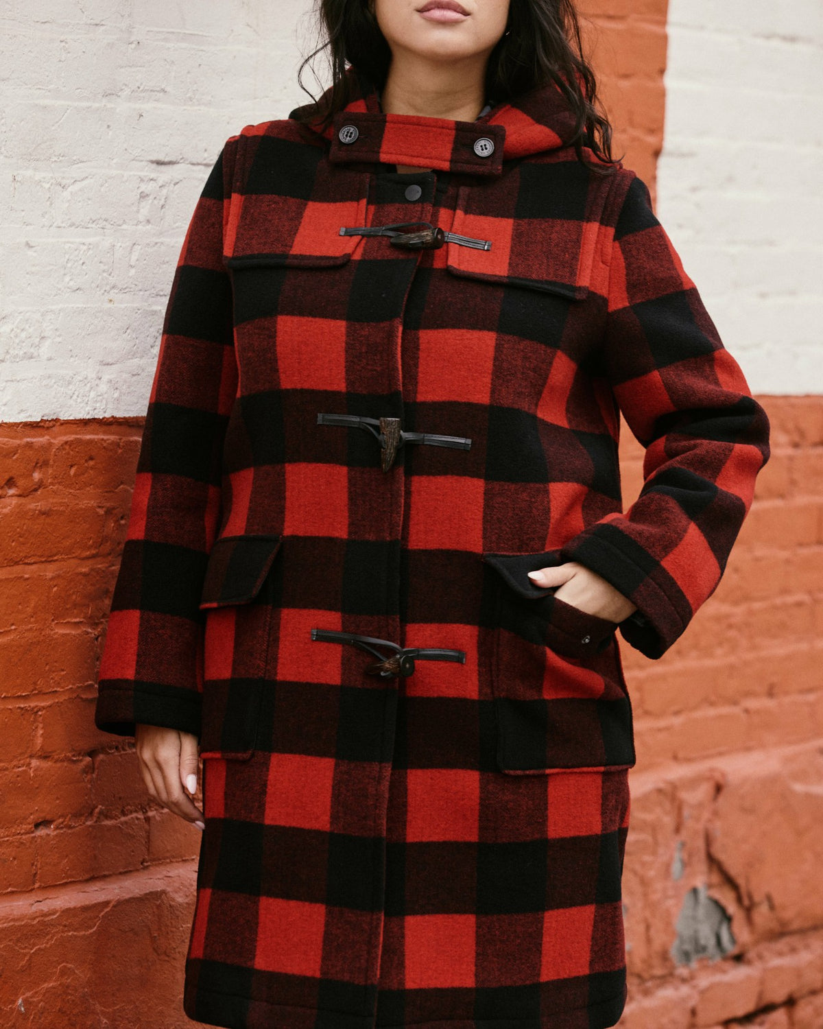 Highlands Duffle Coat - Red Buffalo Check | Universal Standard