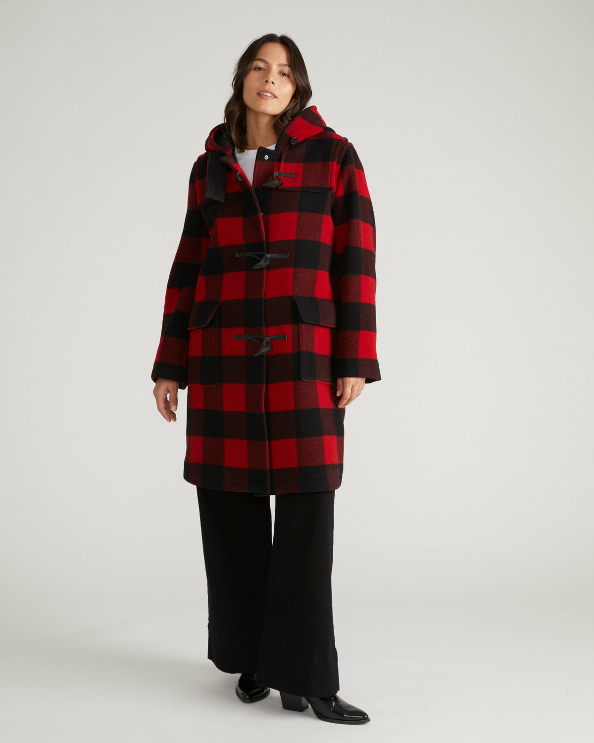 Highlands Duffle Coat - Red Buffalo Check | Universal Standard